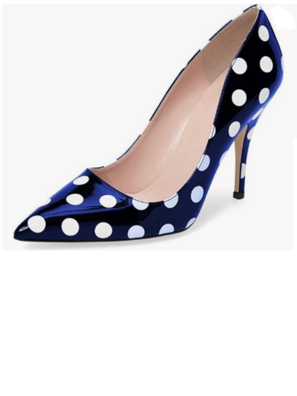 YDN Royal Blue Polka Dots Pointed Toe Stiletto Heel Pumps Slip on Dress Shoe